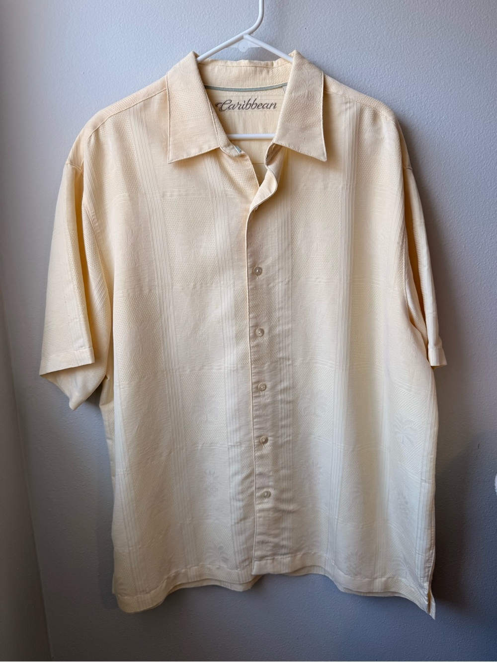 Caribbean Short-Sleeve Button-Down Shirt in Light Cream